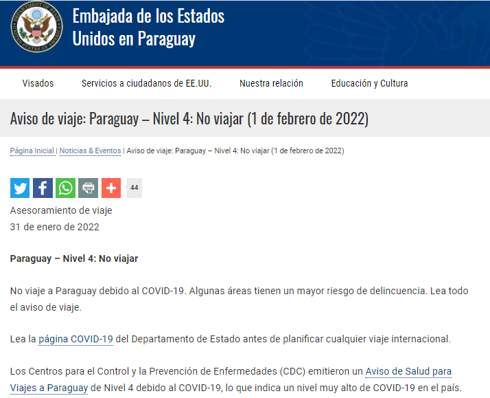 "No viajar al Paraguay", dice Estados Unidos y la verdad es que ya ni los paraguayos queremos estar acá.
