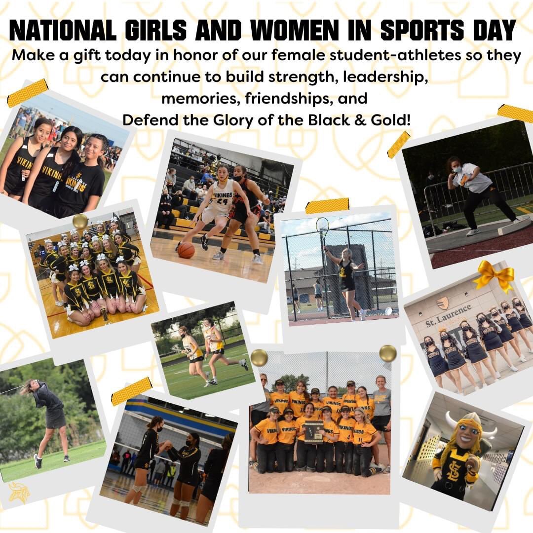 Today is National Girls and Women in Sports Day and the Vikings are ready to celebrate! An anonymous donor will match all donations to girls sports at St. Laurence, up to $1,000! 

Click here to give now: secure.givelively.org/donate/st-laur…