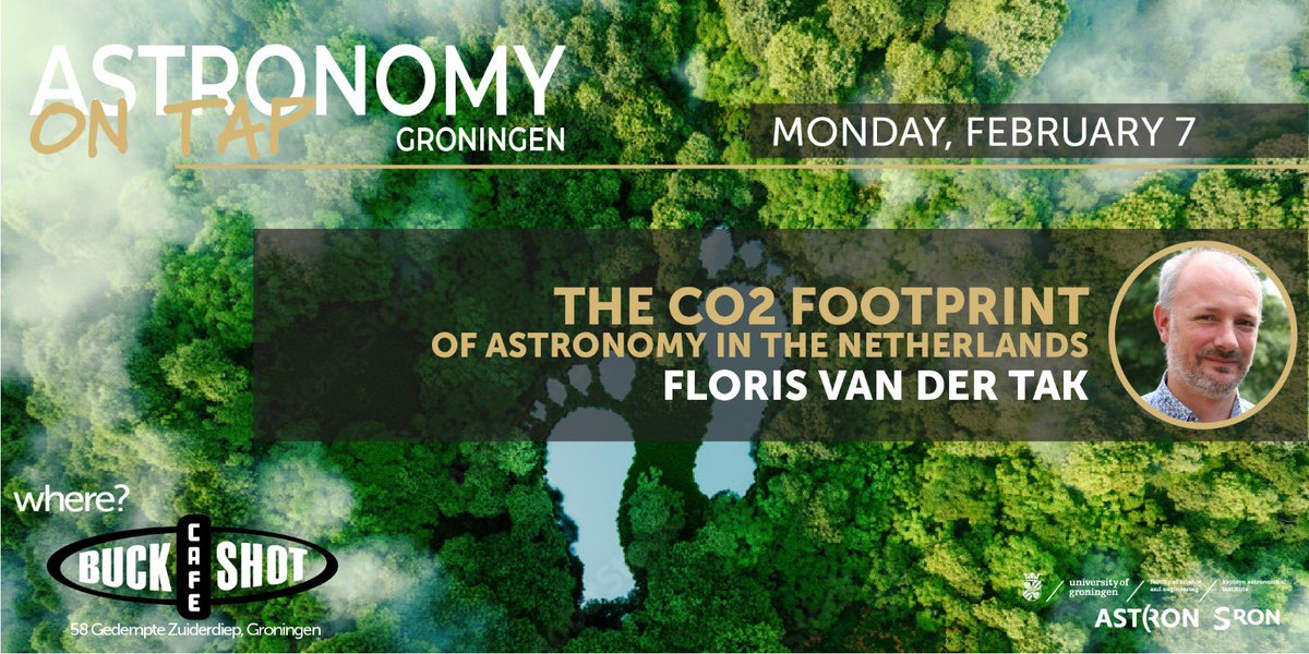 Astronomy on Tap Groningen 🍻 (@aotgroningen) on Twitter photo We are so incredibly excited to be back at BuckshotCafe for our upcoming event on February 7th featuring a talk by Prof Dr Floris van der Tak (<a href="/univgroningen/">University of Groningen</a> <a href="/SRON_Space/">SRON Space Research</a>) on the CO2 footprint of Dutch astronomy! 🔭🌳
The doors are open from 19:30.
#astronomyontap #aotgroningen We are so incredibly excited to be back at BuckshotCafe for our upcoming event on February 7th featuring a talk by Prof Dr Floris van der Tak (<a href="/univgroningen/">University of Groningen</a> <a href="/SRON_Space/">SRON Space Research</a>) on the CO2 footprint of Dutch astronomy! 🔭🌳
The doors are open from 19:30.
#astronomyontap #aotgroningen