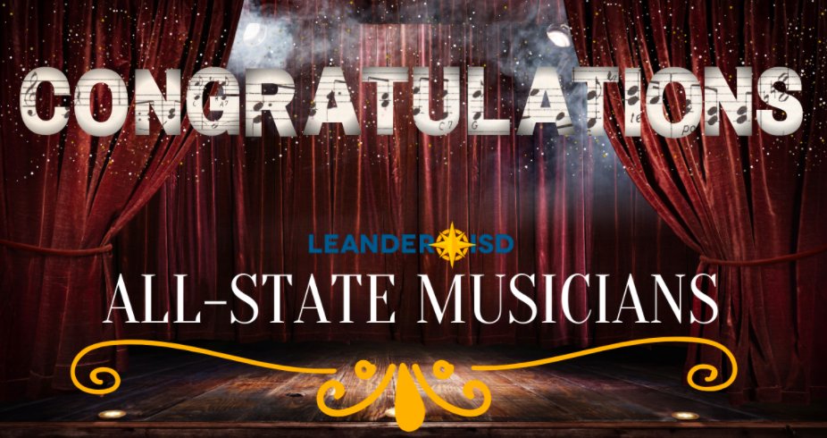 A whopping 45 Leander ISD high school band and choir students earned a spot in a Texas Music Educators Association (TMEA) All-State ensemble! Congratulations to these dedicated students and their hard-working directors and mentors! 

Story: bit.ly/3Gnie6X