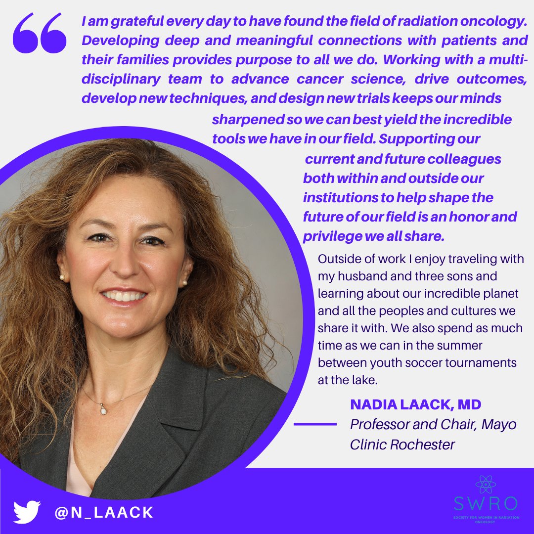 SWRO (@s_w_r_o) on Twitter photo This #WeWhoCurie Wednesday, we feature <a href="/n_laack/">Nadia Laack, MD MS</a>! Dr. Laack highlights the privilege of working with our patients and their families, the challenge of developing new technologies, and the goal of achieving balance in our lives. #RadOnc This #WeWhoCurie Wednesday, we feature <a href="/n_laack/">Nadia Laack, MD MS</a>! Dr. Laack highlights the privilege of working with our patients and their families, the challenge of developing new technologies, and the goal of achieving balance in our lives. #RadOnc