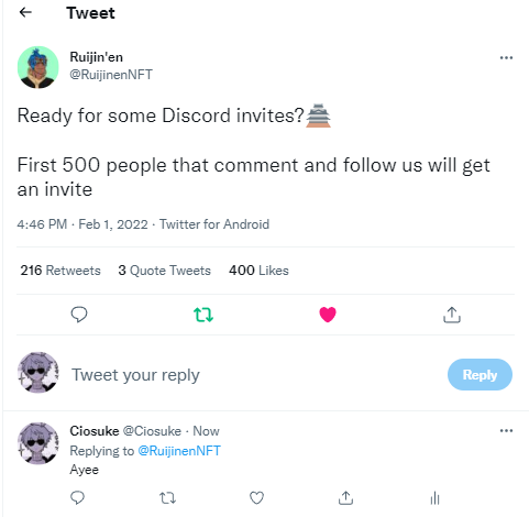 Ciosuke's tweet photo. @RuijinenNFT Done ! https://t.co/FHYrOhPobH