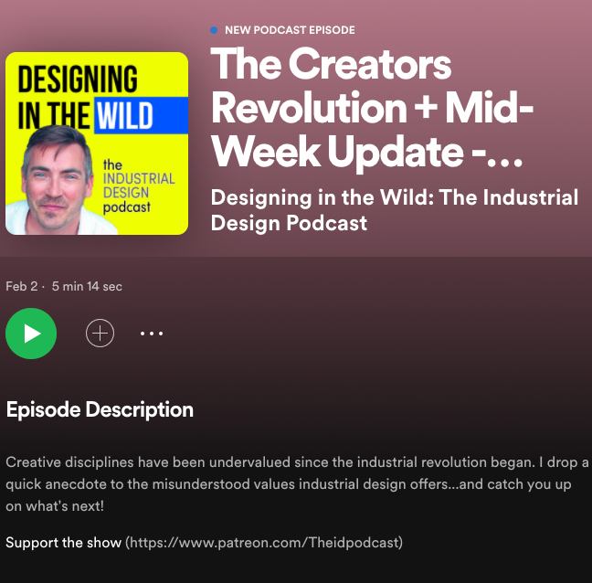TheIDPFC's tweet photo. Creative disciplines have been undervalued since the industrial revolution began. I drop a quick anecdote to the misunderstood values industrial design offers...and catch you up on what's next!
https://t.co/RSUTrmu53M
#theidpodcast #industrialdesign #sustainability https://t.co/3eVKhlKlwE
