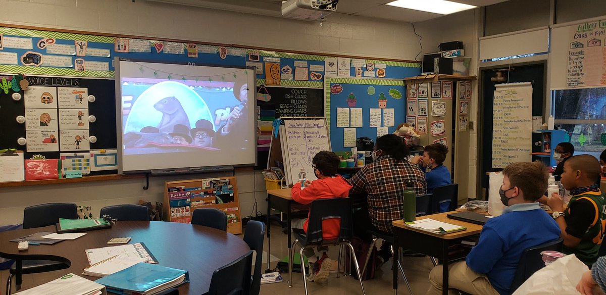 mrsherberger's tweet image. We were on pins and needles this morning seeing if Phil would see his shadow or not. Picture 1 is Phil and then 2 is our reaction to his prediction! #nomorewinter #ilovemyjob #ghlionpride #funin4th @GreathouseElem