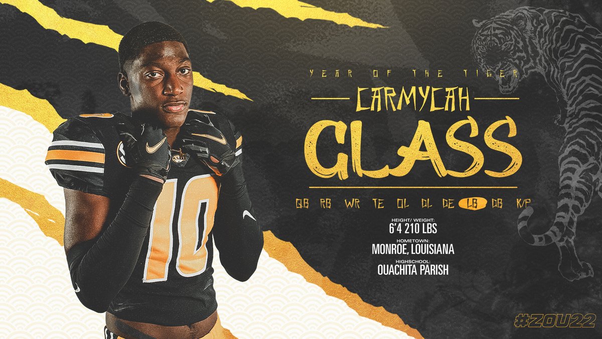 MizzouFootball's tweet photo. Can't wait to have @carmycah_ here in CoMo!😎
#Zou22 x #MIZ 🐯🏈 https://t.co/IBKccIA2pl