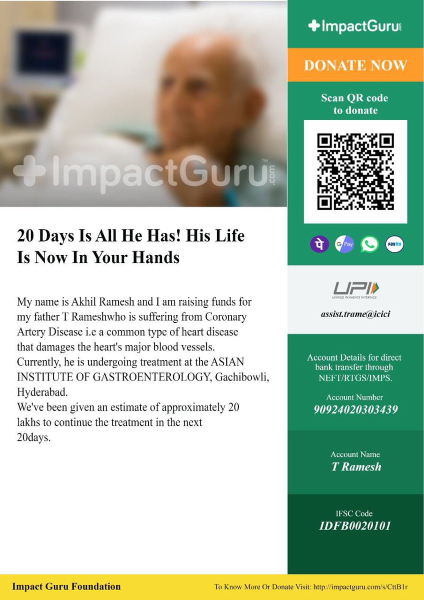 AFXXXXXX's tweet photo. My friends Dad is suffering from heart disease.. Request everyone please do the needful.. Every rupee counts.. Thank you.
@KTRTRS Sir please request you to do the needful. 
@SonuSood Sir please request you to do the needful. https://t.co/FBzbqv2bGm
