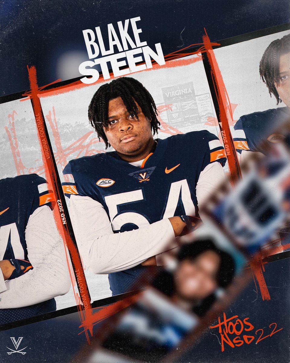 UVAFootball's tweet photo. Signed ✍️

In the trenches with it😤

Welcome to the UVA family @_Blake_Steen_  🔶⚔️🔷

#GoHoos | #Hoos22 https://t.co/RByFS4x9Ad