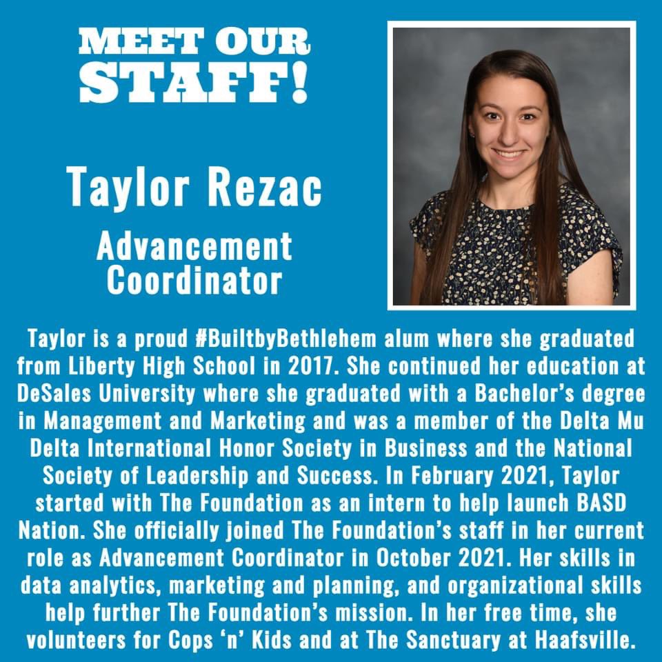 FoundationBASD's tweet photo. Get to know us! Behind The Foundation is a proud BASD Community, including two hard-working staff members. We are also governed by a Board of Trustees made up of members of the community working in collaboration with the School Board and District Administration #BASDproud https://t.co/R0Nxg9p2EO
