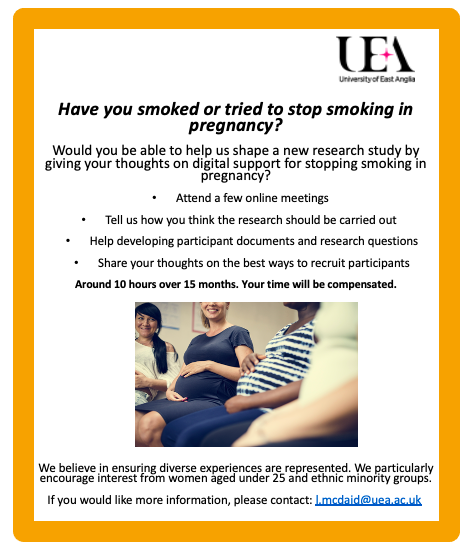 Help shape new research into digital support for stopping smoking in pregnancy #quitsmoking #pregnancy #publicinvolvement