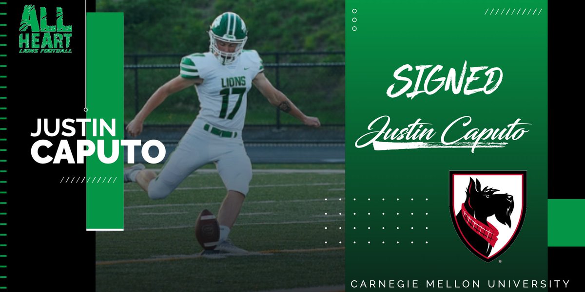 Joe Rossi (@coachjoerossi) on Twitter photo Congrats to Senior Kicker <a href="/JustinCaputo4/">Justin Caputo</a> who will continue to represent the GREEN and WHITE <a href="/TartanFB/">Carnegie Mellon Football</a>
#AllHeart💚🤍 Congrats to Senior Kicker <a href="/JustinCaputo4/">Justin Caputo</a> who will continue to represent the GREEN and WHITE <a href="/TartanFB/">Carnegie Mellon Football</a>
#AllHeart💚🤍