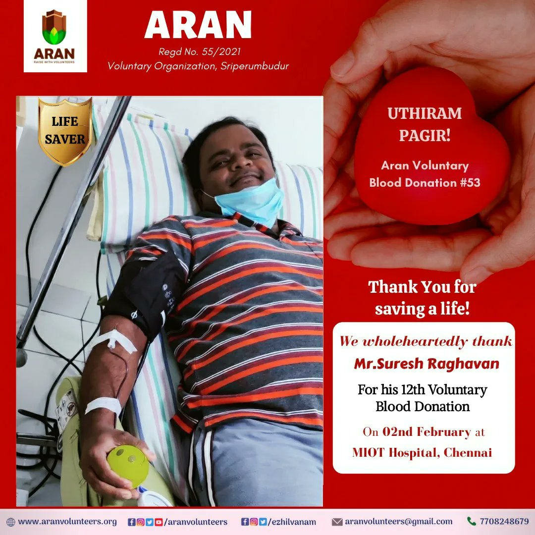 aranvolunteers's tweet photo. A Good Day Today ❤️
We have coordinated 3 Voluntary Blood Donors today.
Donor ❣️ Coordinator
Mr.Suresh Raghavan ❣️ Mr.Kavi Rajan
Mr.Karthikeyan ❣️ Mr.Karthick
Mr.Vignesh ❣️ Mr.Karthick
#அரண் #Aran #NGO #BloodSupport https://t.co/prTyYpMm53