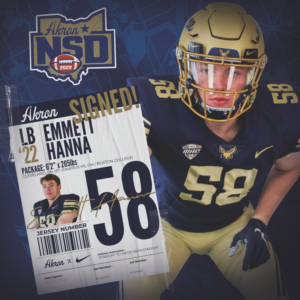 OFFICIAL❗️Welcome to the Zips family, priority walk on, Linebacker, Emmett Hanna!