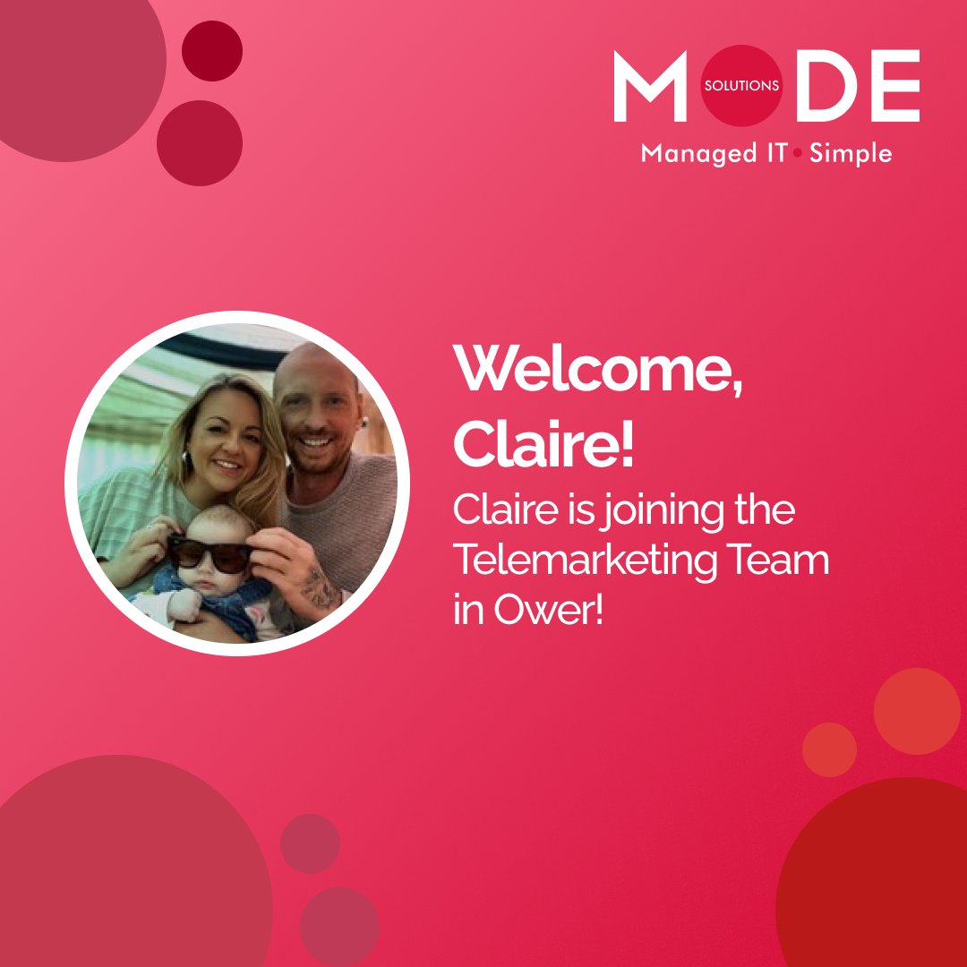 ModeSolutions's tweet image. Let&apos;s all welcome Claire to Team Mode! Claire is joining the telemarketing team down in our Ower office. ⁠
⁠
Be sure to welcome her in person and the comments below! ☺️⁠
⁠
#welcome #newmember #nowhiring #careers #jobs