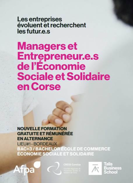💥Un nouveau projet prometteur au service de notre territoire : le Bachelor Economie Sociale et Solidaire !

👤Bac+3, pour des encadrants et dirigeants de structures insulaires du secteur ESS.

Bravo à <a href="/talisformation/">TALIS LE FUTUR SOUFFLE</a>, <a href="/CRESSCorsica/">CRESS Corsica</a>, et à toutes les structures de l'ESS en Corse👏