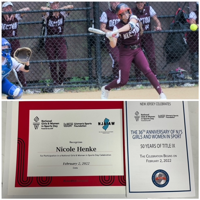 BectonAthletics's tweet photo. Congratulations Nicole Henke @SoftballBecton  on her recognition from @NJSIAA National Girls and Women in Sport Day! Thank you for representing the #LadyWildcats in the best possible ways! #NGWSD  #LeaderHerForward #BectonsBest @Dr_DSforza 
@WomensSportsFdn @VarsityAces  @NJAIAW https://t.co/WQ8kEOzH4Y