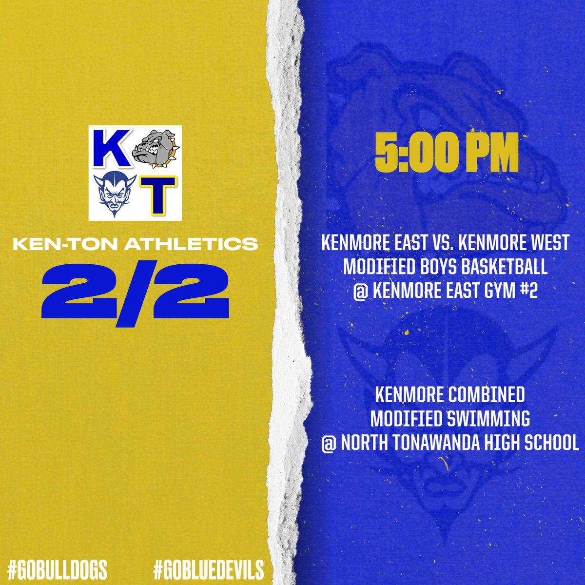 KenTonAthletics's tweet photo. Game Day! Good luck athletes and coaches! #GoBulldogs #GoBlueDevils #GoDevilDogs https://t.co/pWEPGNEE80