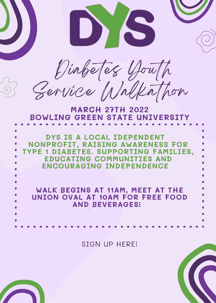 BGSUPanhellenic's tweet photo. Panhel will be hosting a walkathon for DYS, March 27th at BGSU! Support the local community and help raise awareness for type 1 diabetes !! Sign up with this link - https://t.co/LTPDtL9kdb https://t.co/XrieuVrtcF