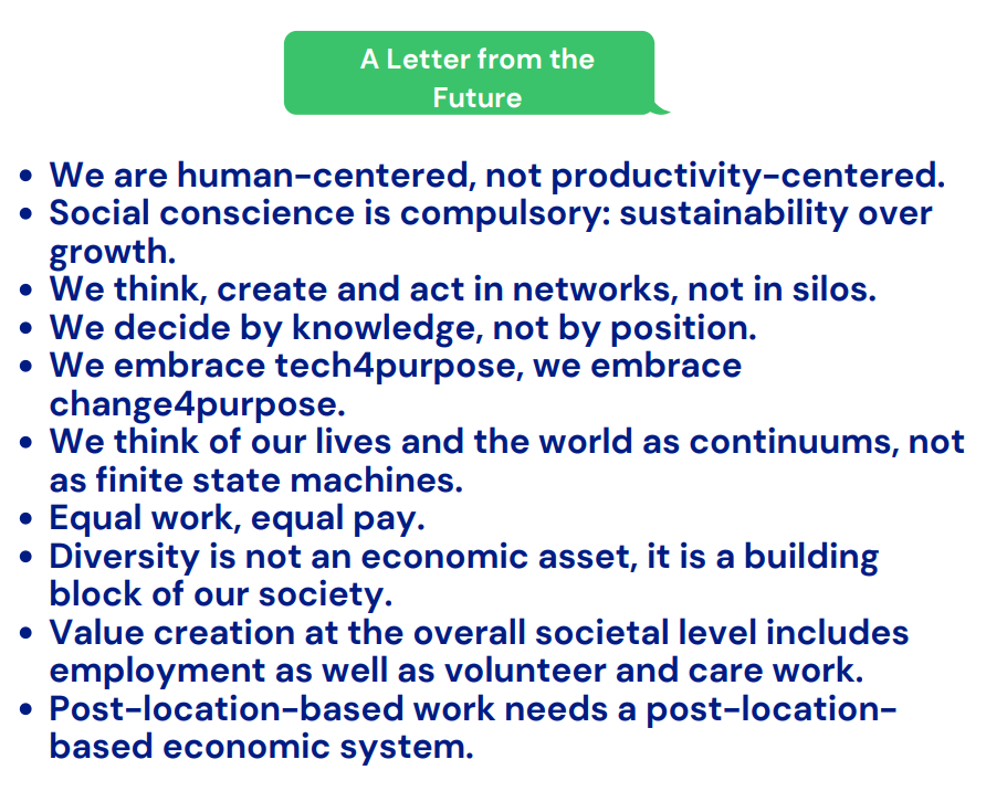 moeglichewelten's tweet photo. "#diverse #social #digital #remote #culture ...still in work in progress: A Letter from the Future": that's the title of the talk Hannah Shecter, Gabriela Oropeza Alvillar and me gave at #oop2022. We'd like to share our ideas for the #futureofwork : ) What's your take on this? https://t.co/ZYbYGjttp4