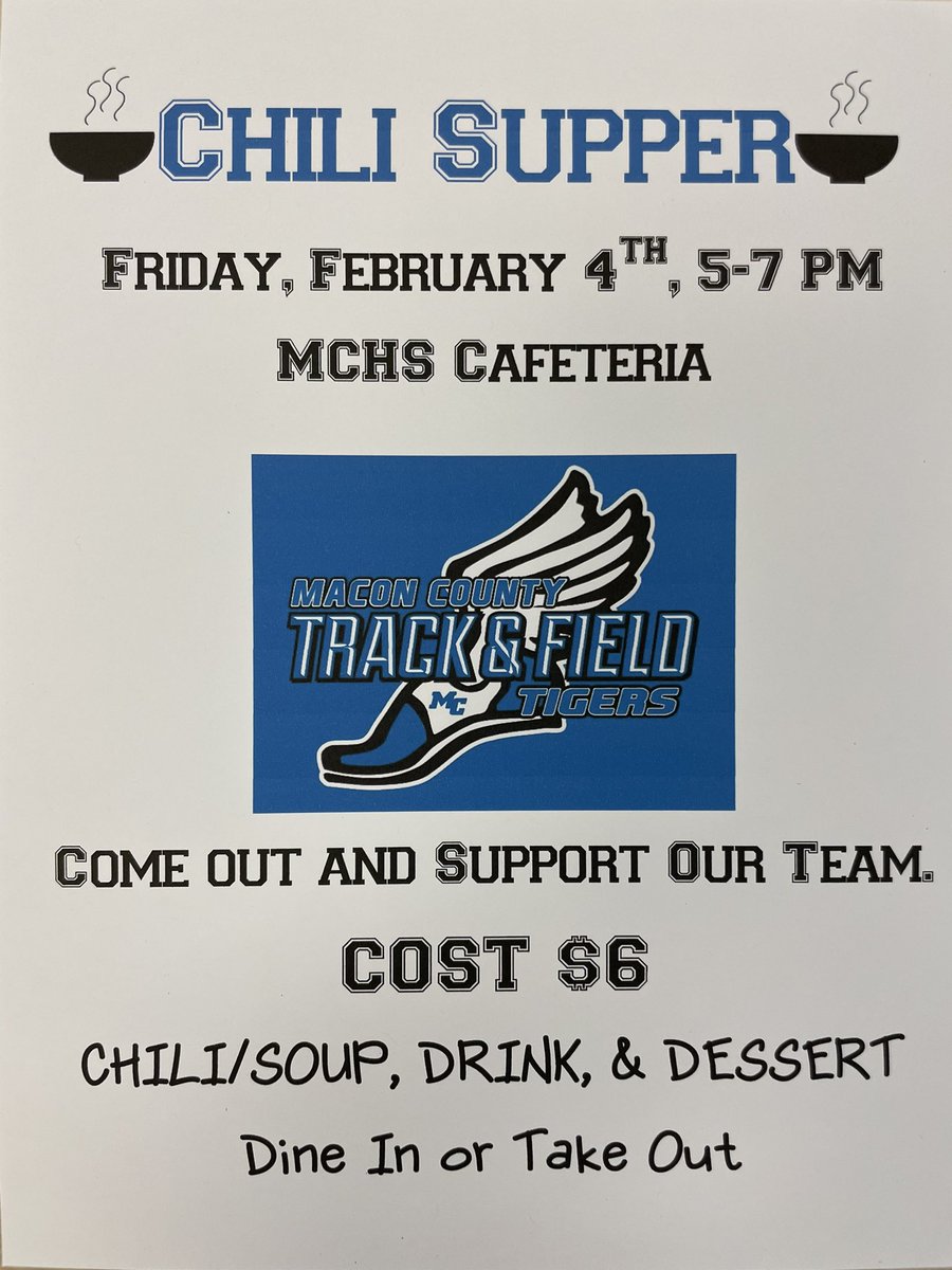 macon_speed's tweet photo. Please come out and support the MCHS Track &amp; Field Team while cheering on the MCHS Basketball Teams! 🔵🐅⚪️ https://t.co/hCfg2XU4Qi