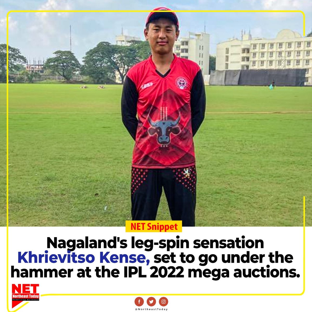 NortheastToday's tweet photo. #Nagaland | 18-year old Khrievitso Kense is the only cricketer from Nagaland to be selected in IPL bidding 2022.

@Neiphiu_Rio @MyGovNagaland

#KhrievitsoKense #cricketer #IPLbidding2022 #IPLplayersauction #NetSnippet #NortheastToday https://t.co/xGnyGRsTCC