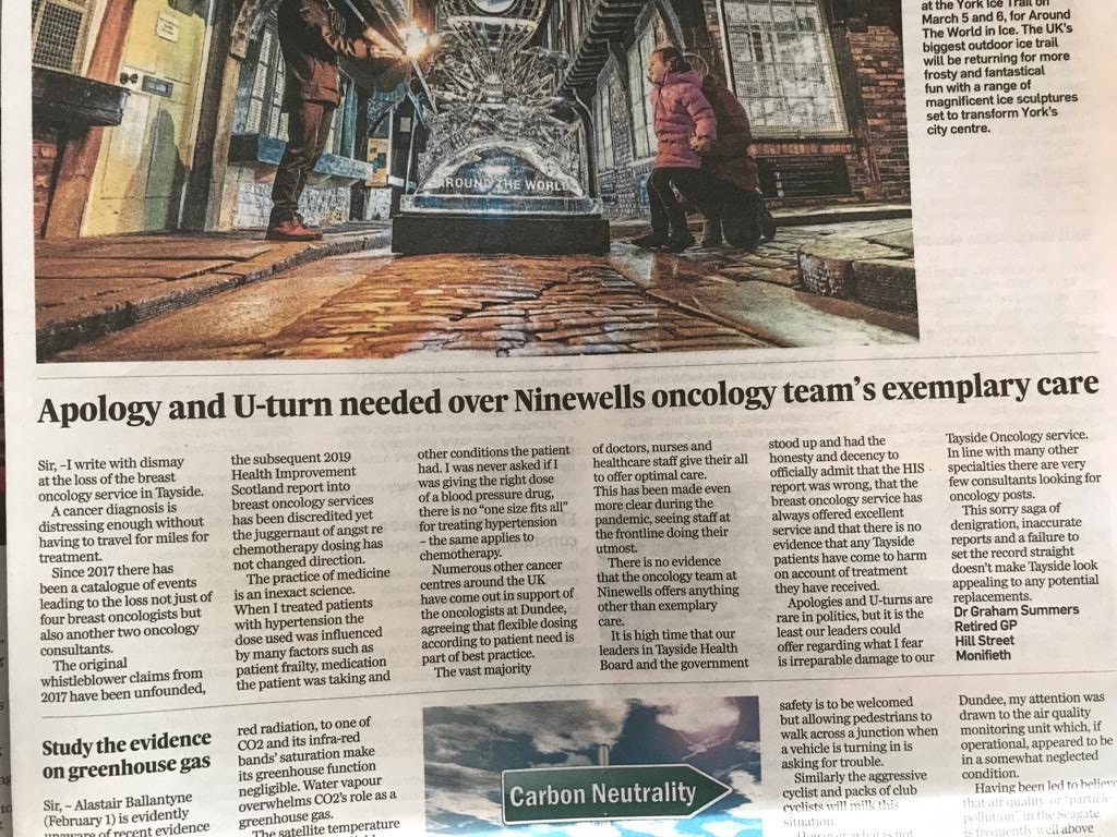 mcapellanus's tweet photo. local news concerning a sad and unnecessary loss of expertise in breast cancer treatment in Ninewells hospital oncology team  @NHSTayside https://t.co/DvBTT9zpSM