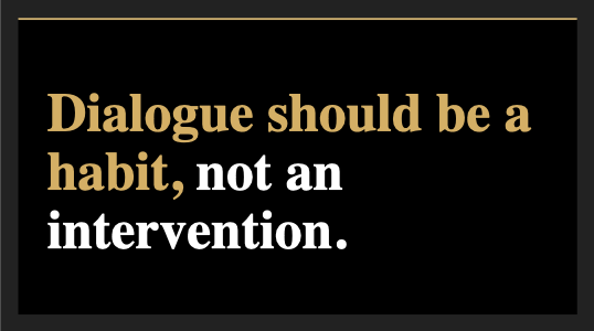 SheHacksBrands's tweet photo. "Dialogue should be a habit, not an intervention." - Hassan Ghiassi, Control the Room Summit 2022
@voltagectrl | #Facilitation | #ControlTheRoom | #FacilitatorCommunity https://t.co/SVAqcB3p85