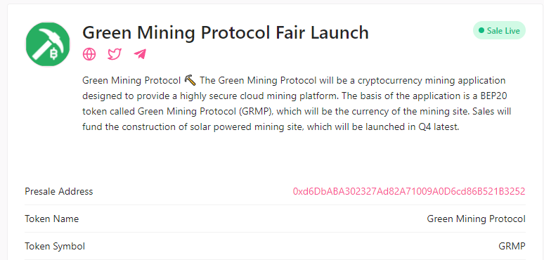 ProtocolGreen's tweet photo. GRMP currently on presale (until 10th of FEB)
https://t.co/PWUaPWIgoP https://t.co/O90D0jU714