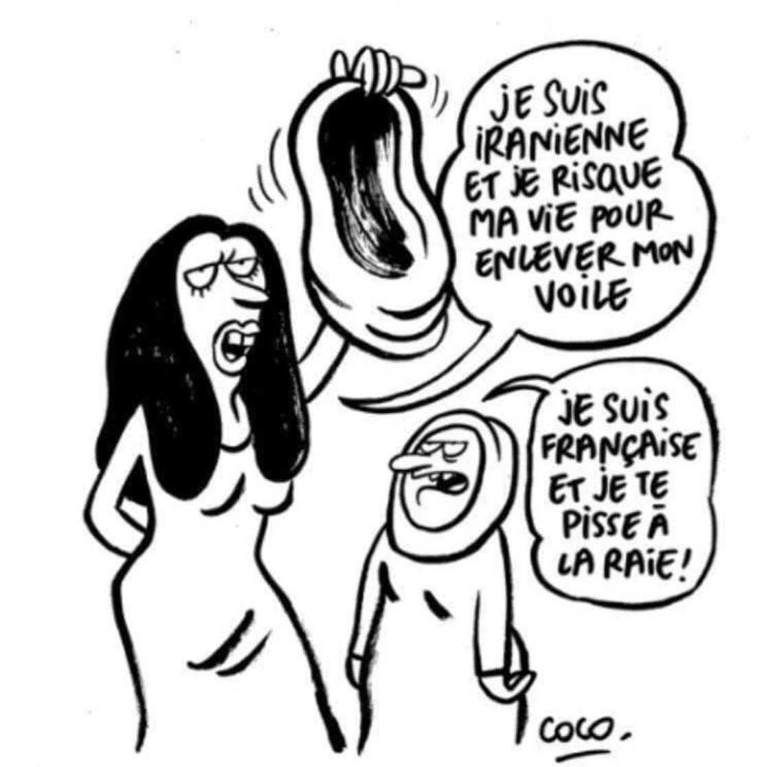 MonirehKazemi's tweet photo. - I am Iranian and I risk my life for taking off my hijab!
- I am French, and I don't give a fuck about you

Thank you @cocoboer

#LetUsTalk #NoHijabDay https://t.co/5PbWTlj8Nk