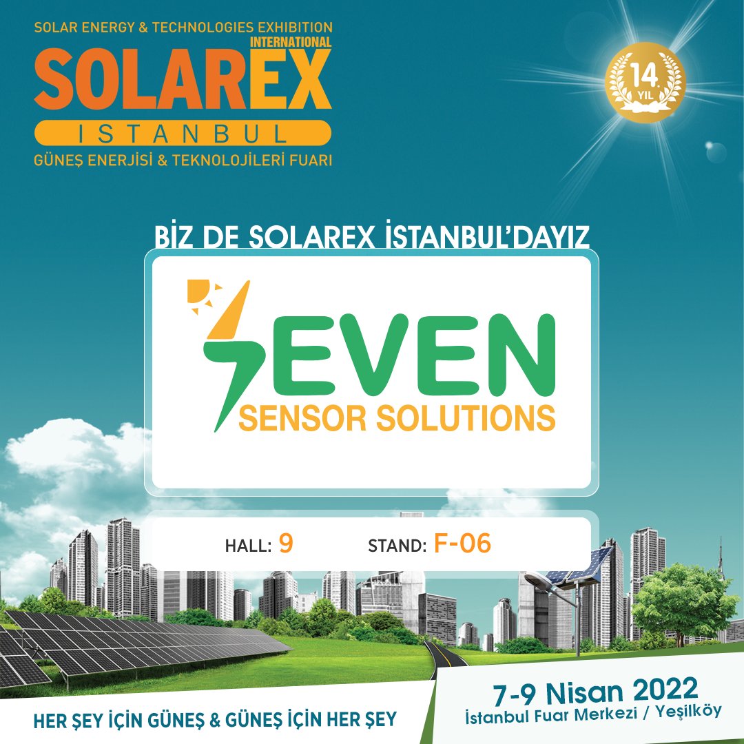Seven Sensor is attending Solarex İstanbul 2022.

Date: Between 7 and 9 February
Location: Istanbul Expo Center, Istanbul – Turkey #energy #expo #Turkey #solarex 
Saloon &amp; Booth number: 9 | F-06