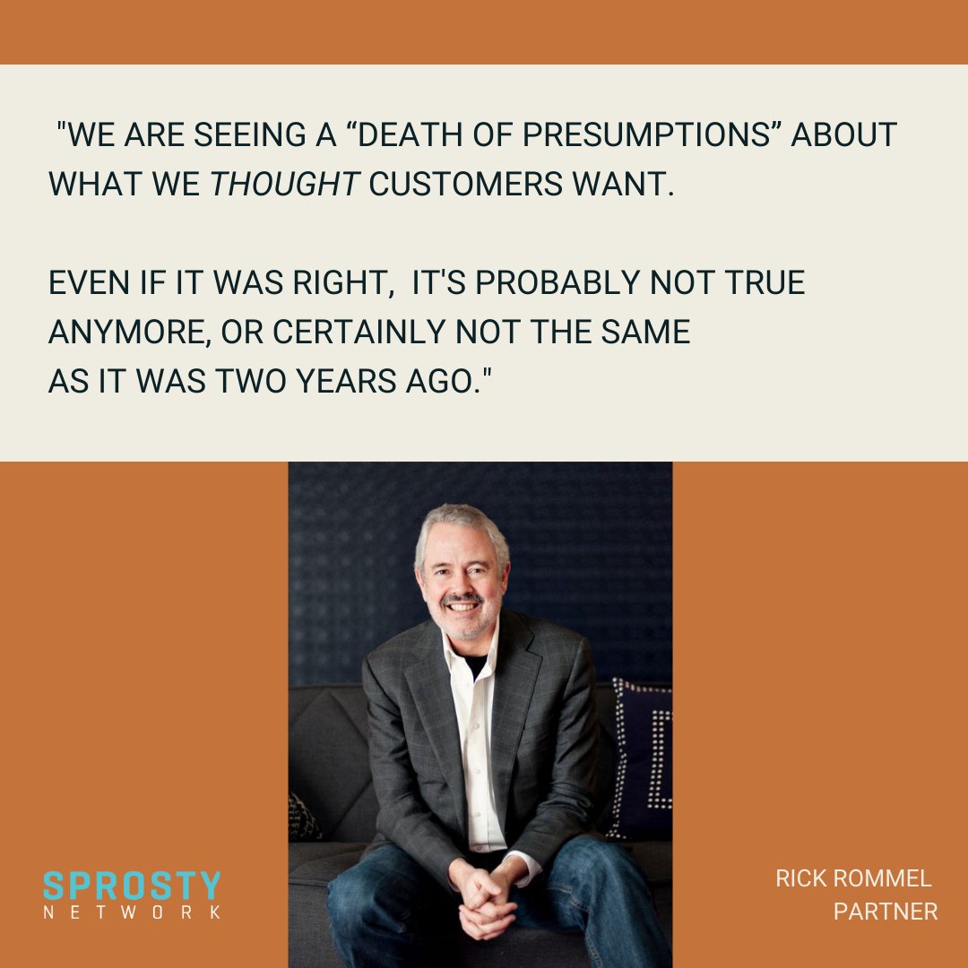 "The death of presumptions" = Sprosty's Rick Rommel's view on how retail has had to shift to keep up with customer expectations.  How have you adapted? 

ow.ly/nNt550Hye1W

#retailstrategy #VOC #customerfirst #customercentricity  #retailgrowth #pragmaticinnovation