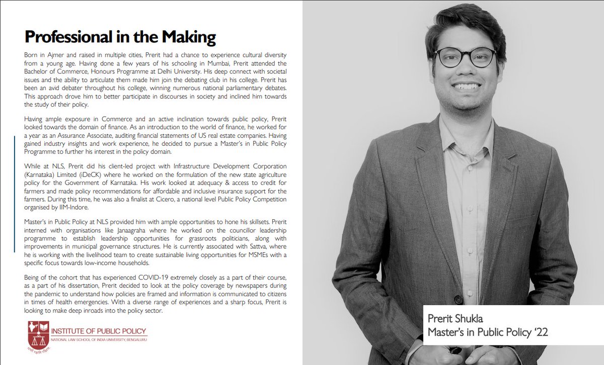 MPP_NLSIU's tweet image. Professional in the Making! Prerit Shukla @NLSIUofficial @NLSIU_MPP_Blog #AcademicTwitter #nlsiu #MPP #IPP_NLSIU #publicpolicy #SouthAsia #POLICY #India #Academia linkedin.com/in/prerit-shuk…