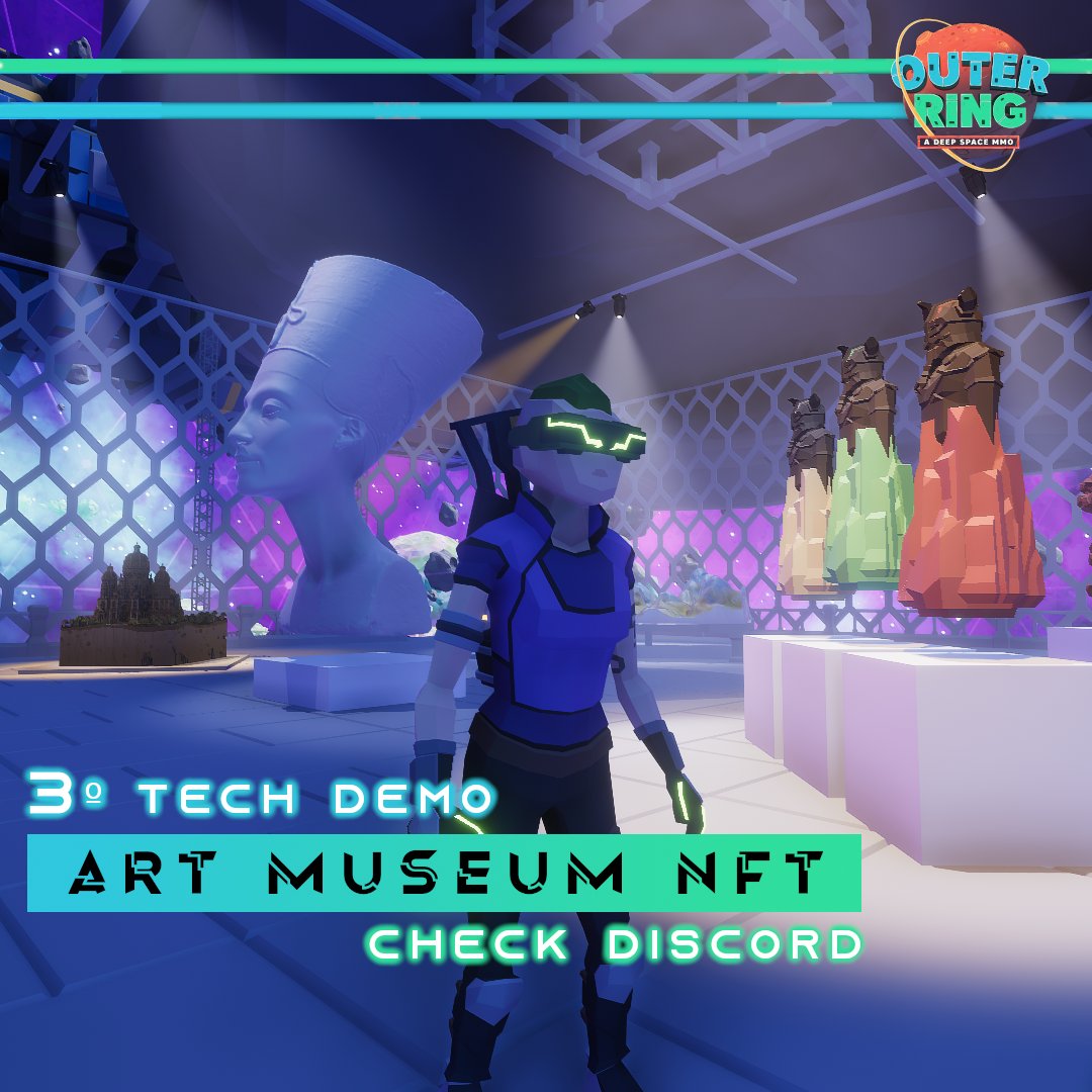 OuterRingMMO's tweet photo. New TECH demo: Art Gallery

When the videogame is released, you will have the option to rent the gallery for private use, invite friends to an exclusive exhibition or open it to the whole #metaverse to buy and sell NFTs

➡ https://t.co/2hDe36gAEn

#PlayToEarn#PlayerDrivenEconomy https://t.co/Pnjsc87E6M