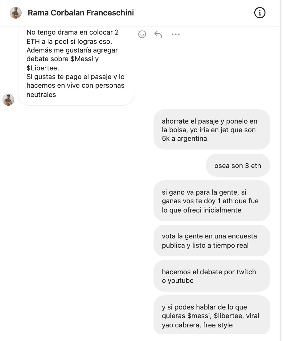 lelibertee's tweet photo. bueno aparecio de nuevo y ahora subio la bolsa.

son 10.500 u$s para la gente si gano el debate.

el gana 1 eth si pierdo.

en cualquier caso gana la escena. 

vamos a darle RT para cerrar esta shit y hacerlo esta noche mismo.

proximo paso: que valide que tiene los 10.5k. https://t.co/g7Y09V3PE4