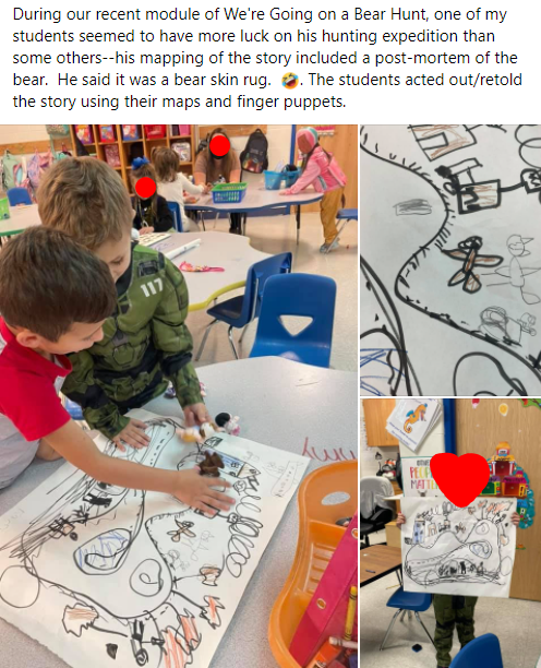 CTLonline's tweet photo. Just a little sneak peek of kindergarteners retelling stories and adding their own key details. 😍
#ArtfulReading #WereGoingOnABearHunt https://t.co/Yyq9z04e1o