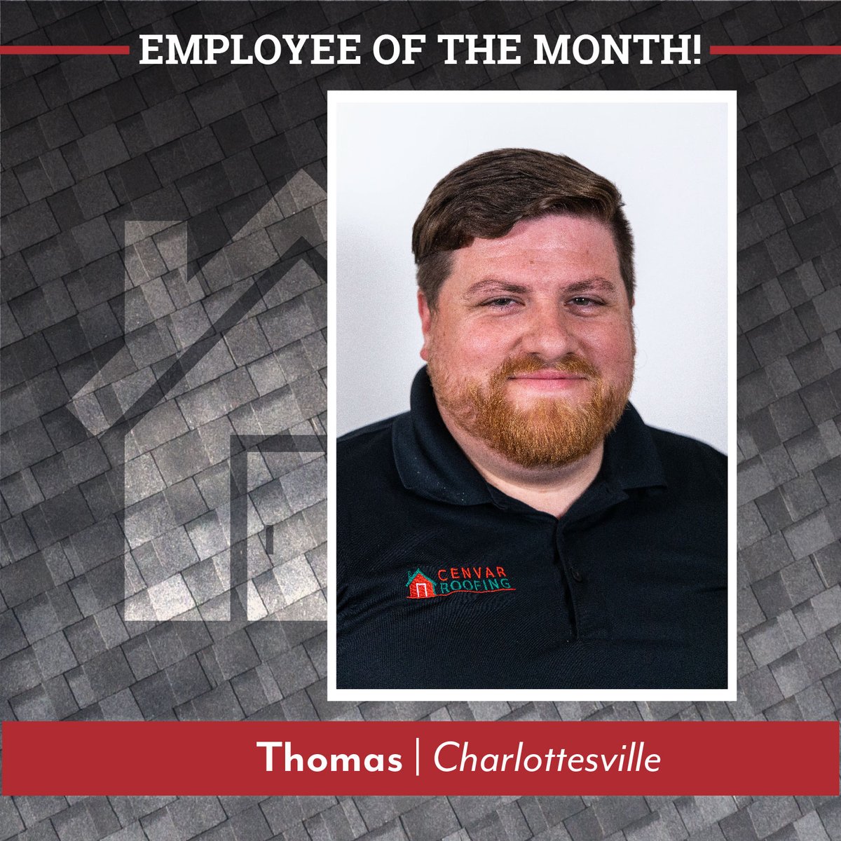 CenvarRoofSolar's tweet photo. Thomas is the February 2022 Employee of the Month! He's the General Manager in our Charlottesville branch and has been working for here since 2015! His co-workers point out that he exhibits #growth, #servanthood, #integrity, and #efficiency https://t.co/SWJHgqCae6 https://t.co/9Wl9CNDPkS