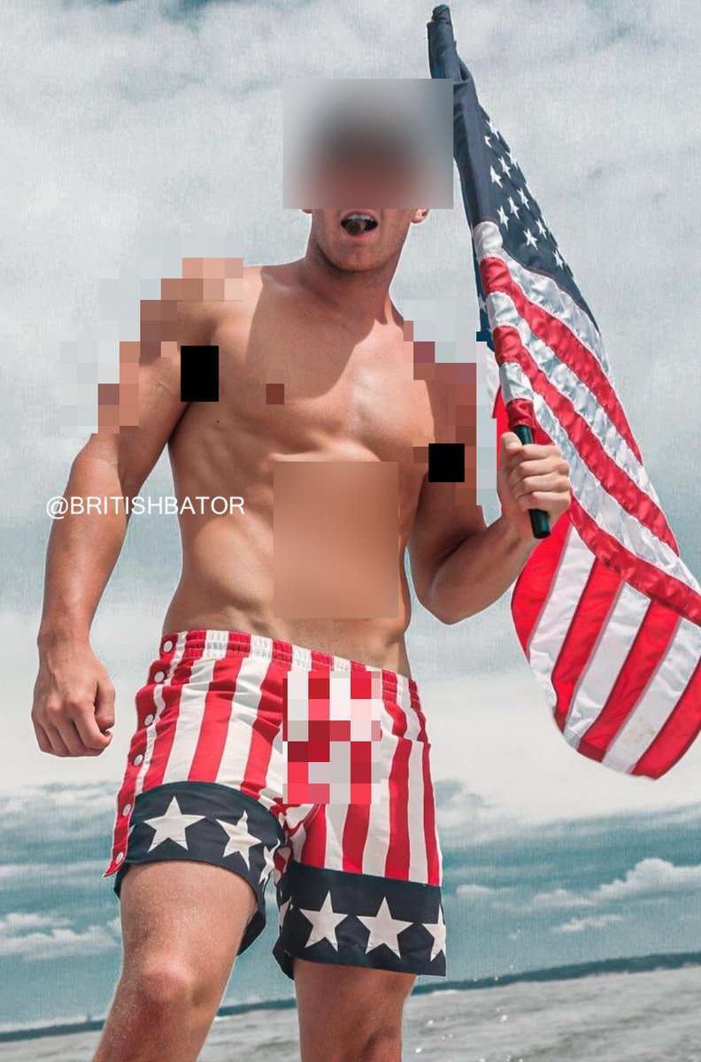 BritishBator's tweet photo. ⚠️ Censored for GOONTARD LOOSERS for July 4th 🇺🇸⚠️

The following content of was deemed too powerful originally for your WEAK #GOONER BRAIN, so has been censored for your safety.
 
🚫 Handsome AMERICAN JOCK'S face 
🚫 AMERICAN MUSCLES  
🚫 #DONG BULGE

#BritishBATOR #CensoredPorn https://t.co/pWKMSPRlzA
