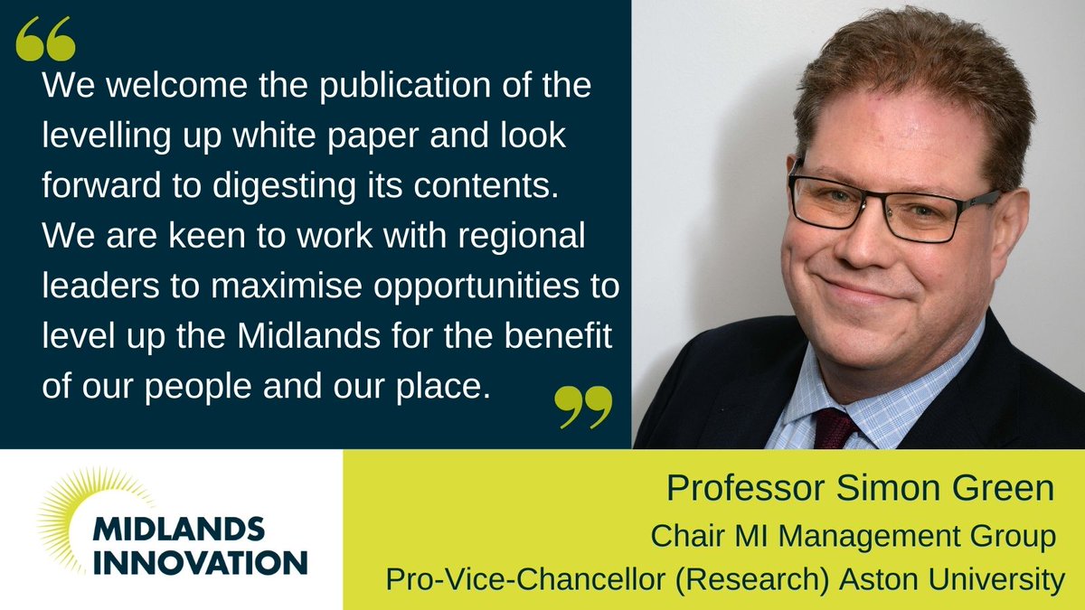 📢 We are keen to work with regional leaders in the #Midlands to maximise opportunities to level up the region.

Professor <a href="/simon_green/">Simon Green</a>, Chair of MI's Management Group, gives our initial reaction to the #LevellingUp white paper. 👇