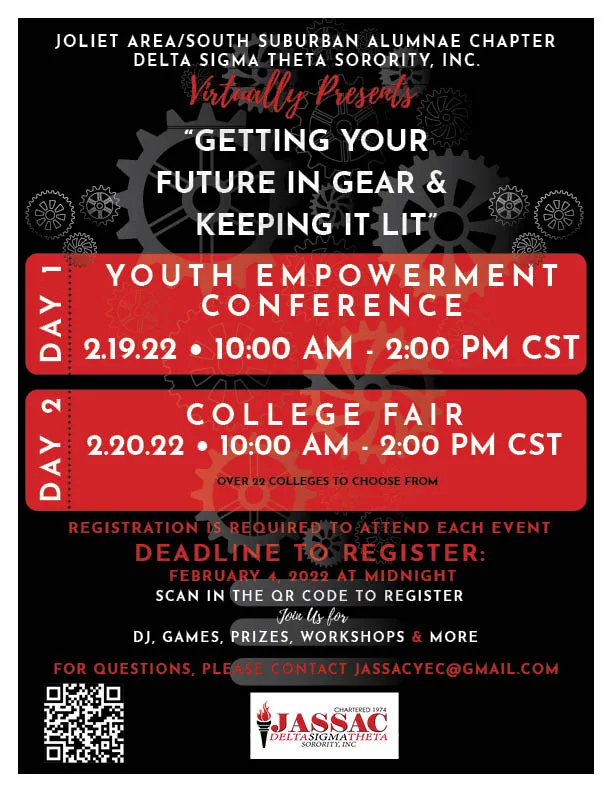 If you haven't heard, JASSAC is hosting a 2-day Youth Empowerment Conference and College Fair on February 19th &amp; 20th. 
The registration deadline is this Friday, February 4th at midnight.
Click on the link to register for the conference: buff.ly/3KX76Rw
