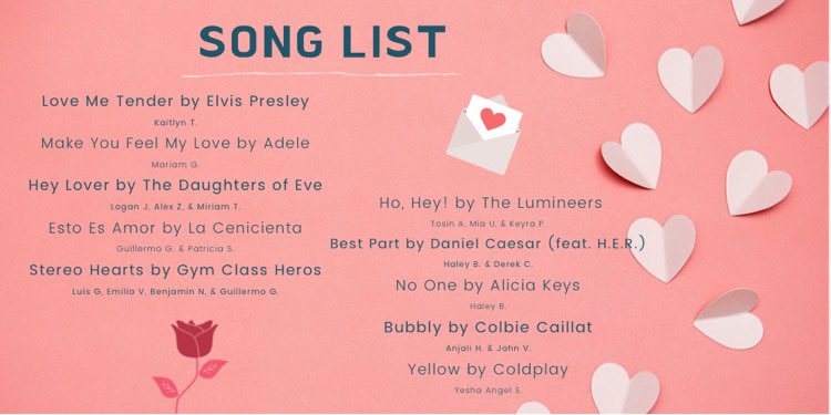 Singing Valentines are coming soon!! All Valentines will be delivered on February 14th!