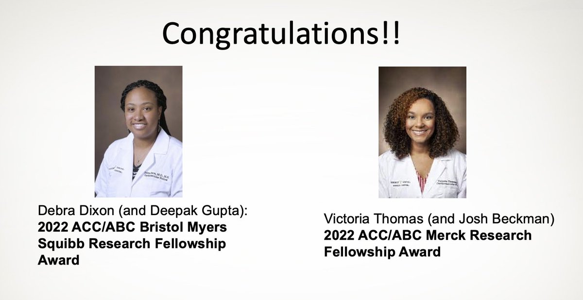 We are so proud of @Drvic_thomas and Debra Dixon - two of our amazing @vumccardsfit! Recipients of ACC/ABC research awards! 👏👏