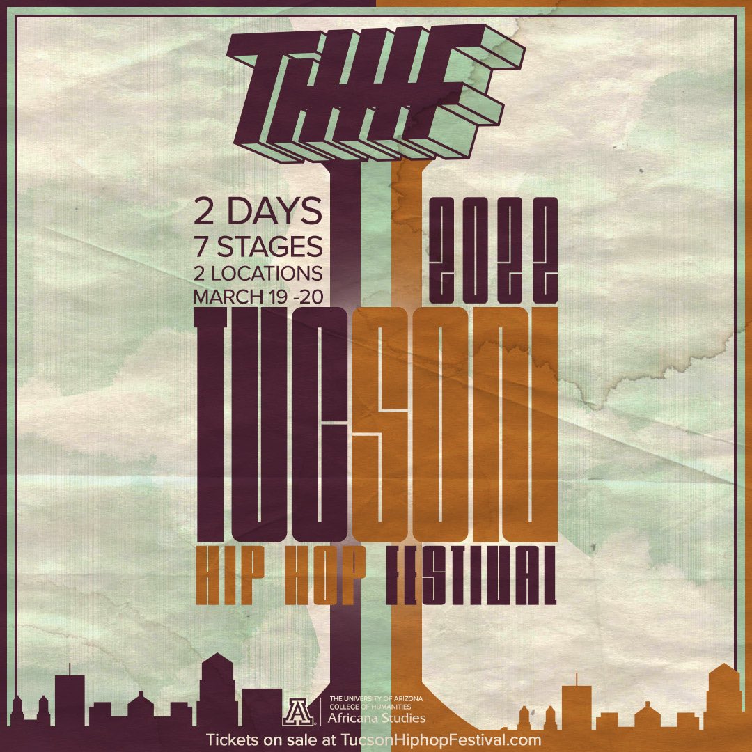#THHF22 is on and poppin.  Let’s continue to celebrate Tucson and sprit of Hip Hop in the southwest.
.
Presented by <a href="/uahumanities/">UA Humanities</a> Africana studies
.
Design : <a href="/mptmakes/">Michael Paul Taylor</a> 
.
Tickets on sale through website,  <a href="/TheRialtoTucson/">Rialto Theatre</a> <a href="/191toole/">191 Toole</a> <a href="/Ticketmaster/">Ticketmaster</a> . #Tucson

ticketmaster.com/event/19005C3F…