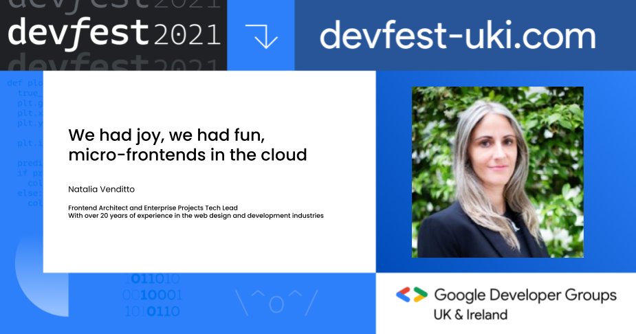 📺Watch @AnfibiaCreativa ‘s talk “We had joy, we had fun, micro-frontends in the cloud” and catch up on all the talks here bit.ly/devpartyYouTube #devfestuki #ai #ml #cloud #devops #webdevelopment #mobile #android #diversity #inclusion #womenintech