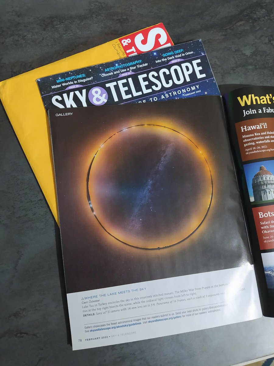 Tuz Gölü içinden (evet içinden:p) çektiğim 360 gökyüzü panorama fotoğrafımın dünyanın en prestijli astronomi dergilerinden Sky&amp;Telescope'un Şubat sayısında yayınlanmasının mutluluğunu yaşıyorum 🥳. Fotoyu açıklayan detaylı bir tweet daha sonra atacağım <a href="/SkyandTelescope/">Sky & Telescope</a> 🙏🏻🙏🏻🙏🏻
