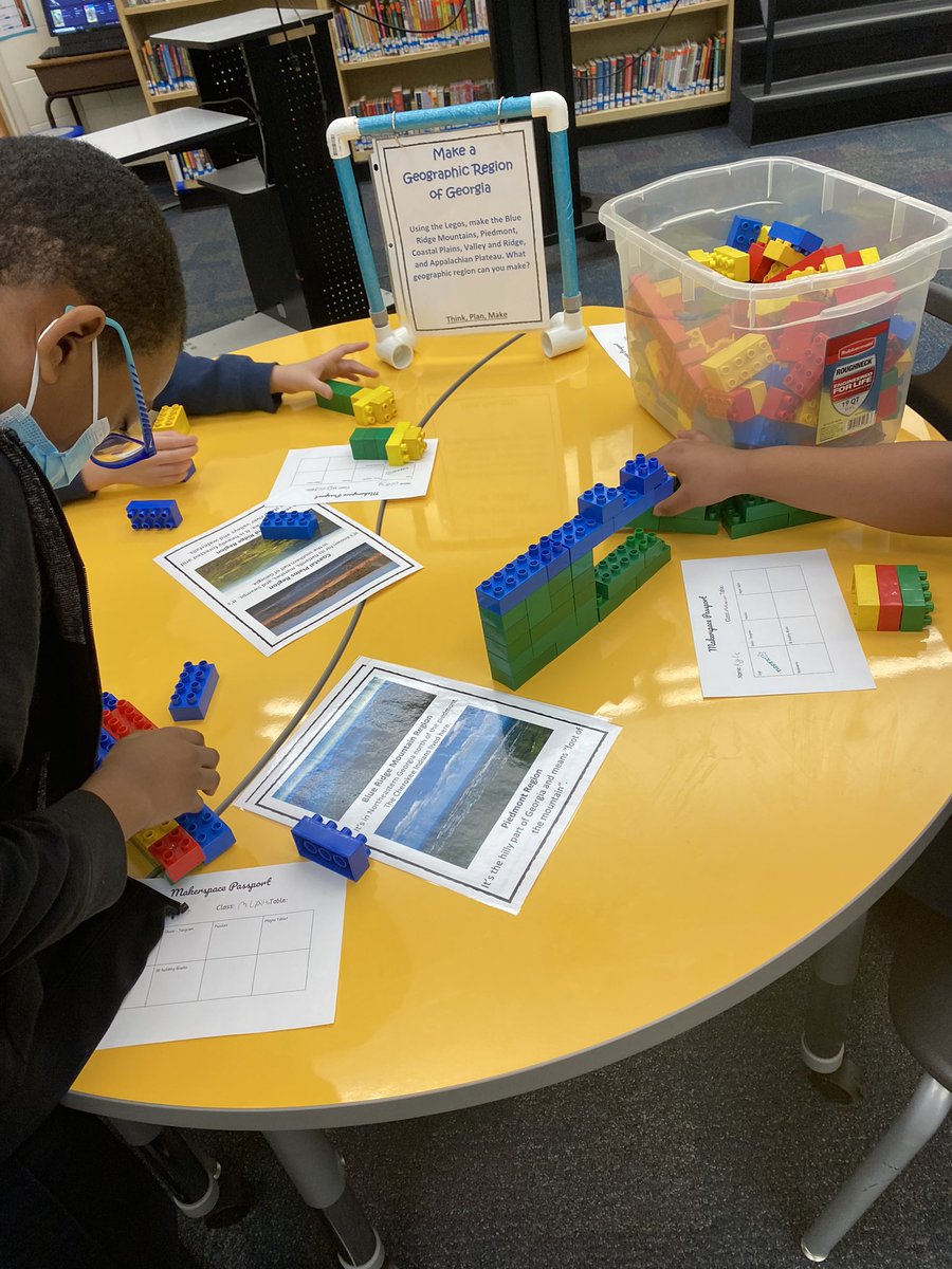 REDye2013's tweet photo. Maker Space fun in the learning commons @RESroadrunners using a variety of tools to represent the Georgia regions. Hands on learning is super engaging! @RussellElReads @CobbInTech https://t.co/13DI1FNmc5