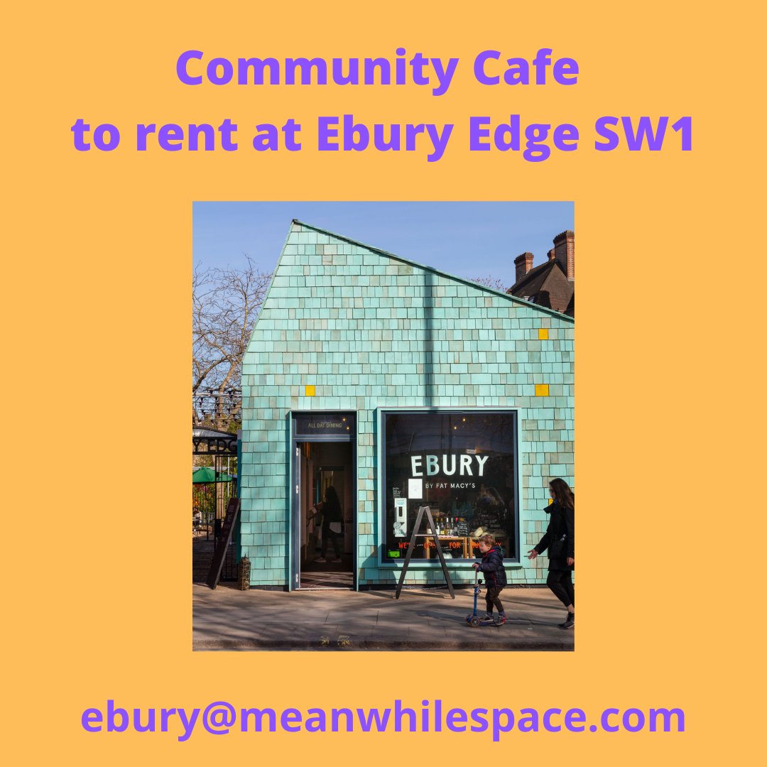 Our tenants Fat Macy's will sadly be leaving Ebury Edge for pastures new. We are seeking new #cafe operators from #SW1 (or wider <a href="/citywestminster/">Westminster City Council</a> ) area to open from 8am serving beverages and breakfast through to lunch, tea &amp; dinner. Marketing packs: ebury@meanwhilespace.com