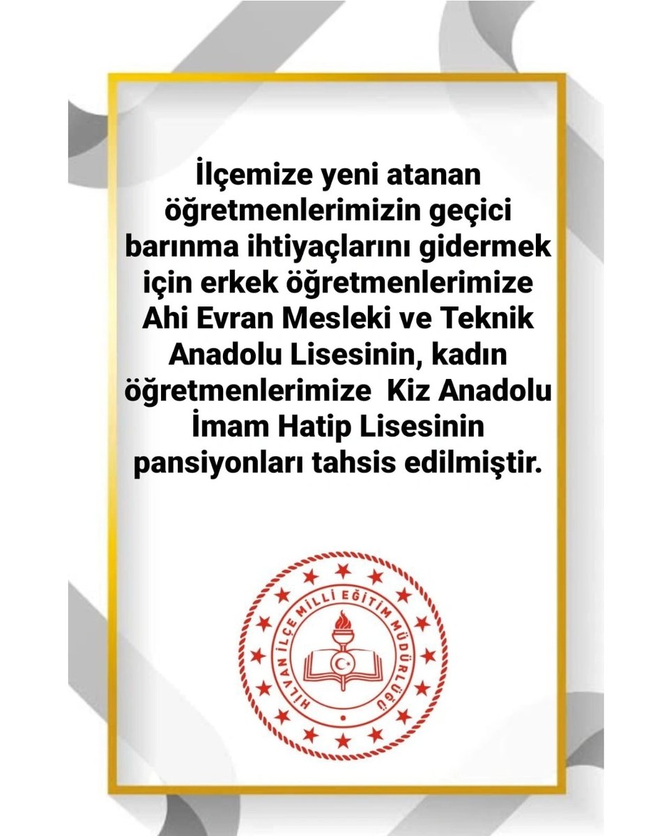 İlçemize yeni atanan öğretmenlerimize hayırlı olsun. <a href="/tcmeb/">Millî Eğitim Bakanlığı</a> <a href="/sanliurfammem63/">Şanlıurfa İl Milli Eğitim Müdürlüğü</a> @SinanATES_63