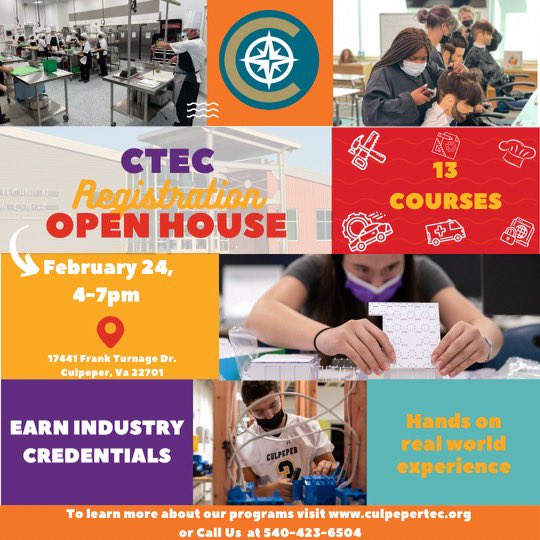 CTE4CCPS's tweet photo. As we proudly celebrate #CTEMonth, please join us for our #CTEC Registration Open House on Feb 24th!
#SeizeOpportunity
#CTEWorks
#28DaysofCTE https://t.co/3FM2BdRJFR