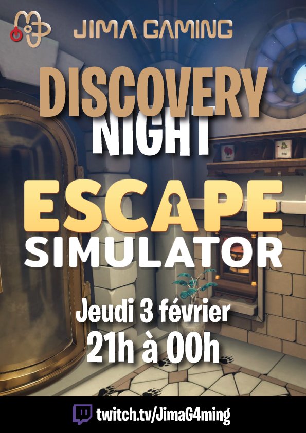 JimaGaming's tweet photo. Rendez vous demain pour le premier live Discovery Night sur ma chaîne twitch (https://t.co/41UALj7aqA) 🥰
#twitch #escapegame #discoverynight #jima https://t.co/2sdgVlNSra