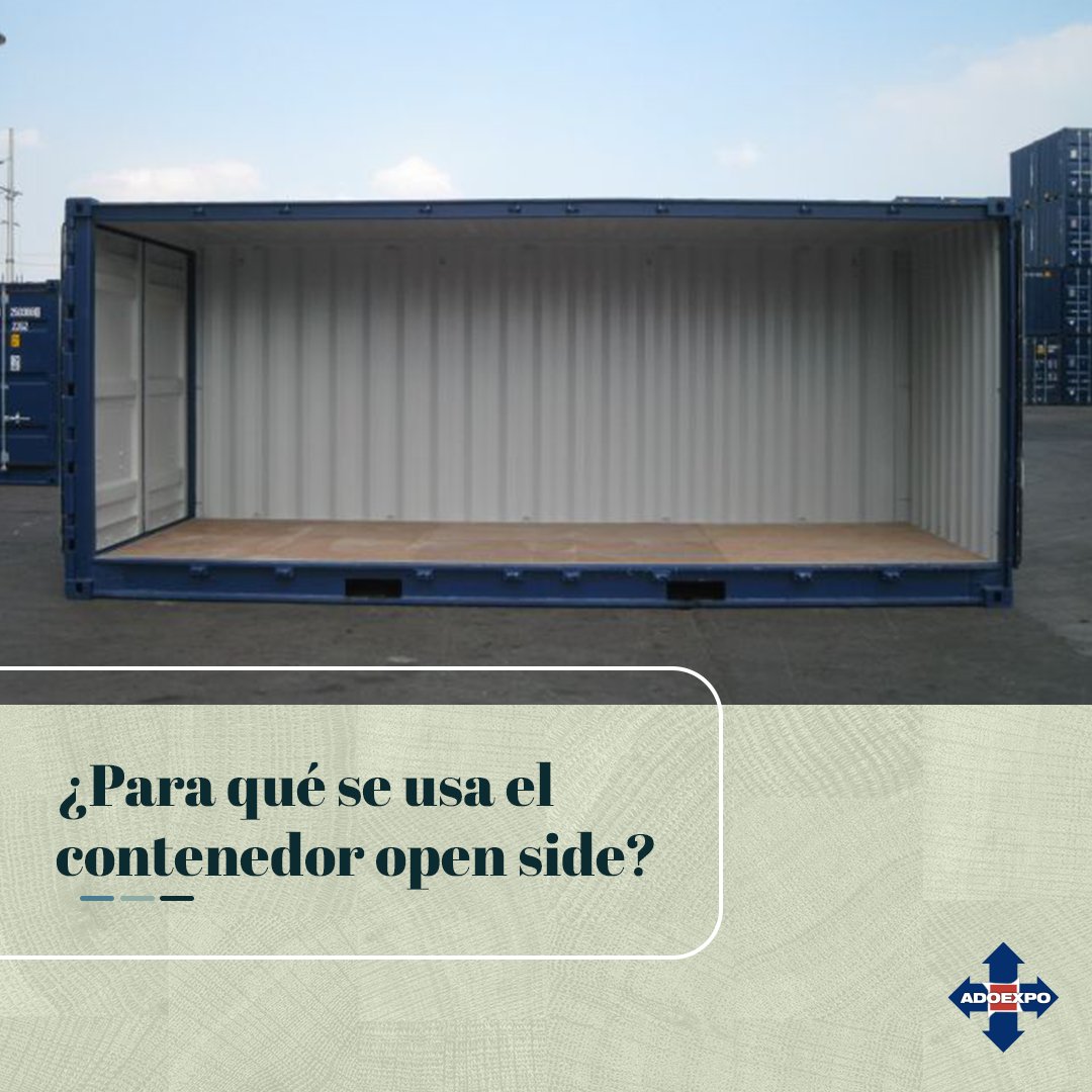 ADOEXPO's tweet photo. Los contenedores de tipo #OpenSide son ideales para la carga y descarga lateral de mercancías con longitudes que no puedan pasar por la puerta del contenedor. Entre los productos adecuados para su carga y descarga están los equipos de mucho volumen o difíciles de manipular. https://t.co/INiZF6jWE4