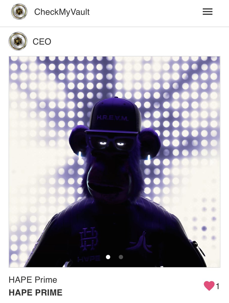 checkmyvault's tweet photo. We just added a @HAPEBEASTGANG to our Vault! See it here: https://t.co/HZizYFmt09
#HAPEBEAST #CheckMyVault #HAPEBEASTPRIME #HAPEBeastGang #NFT #NFTs #NFTCollector #NFTCollection https://t.co/maA1mqxcpX